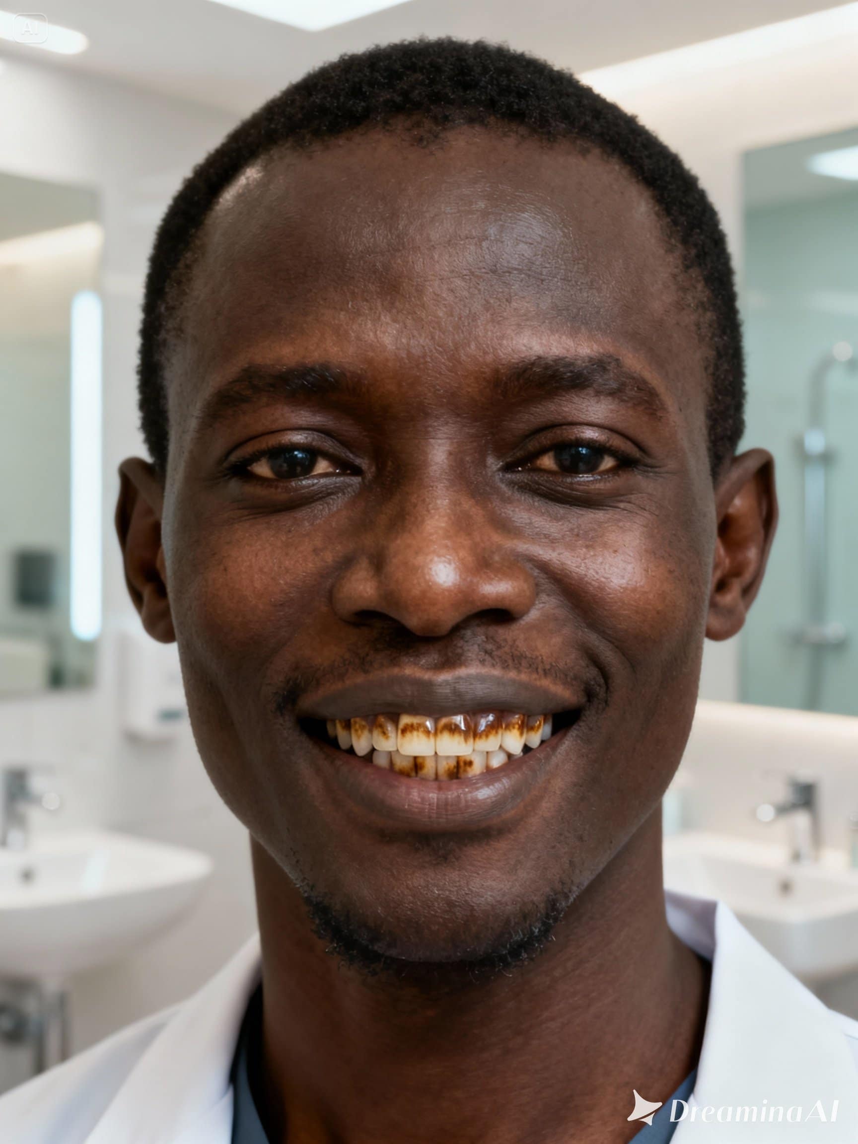 Kenyan adult showing dental fluorosis caused by high fluoride borehole water